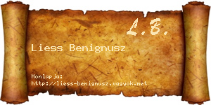 Liess Benignusz névjegykártya